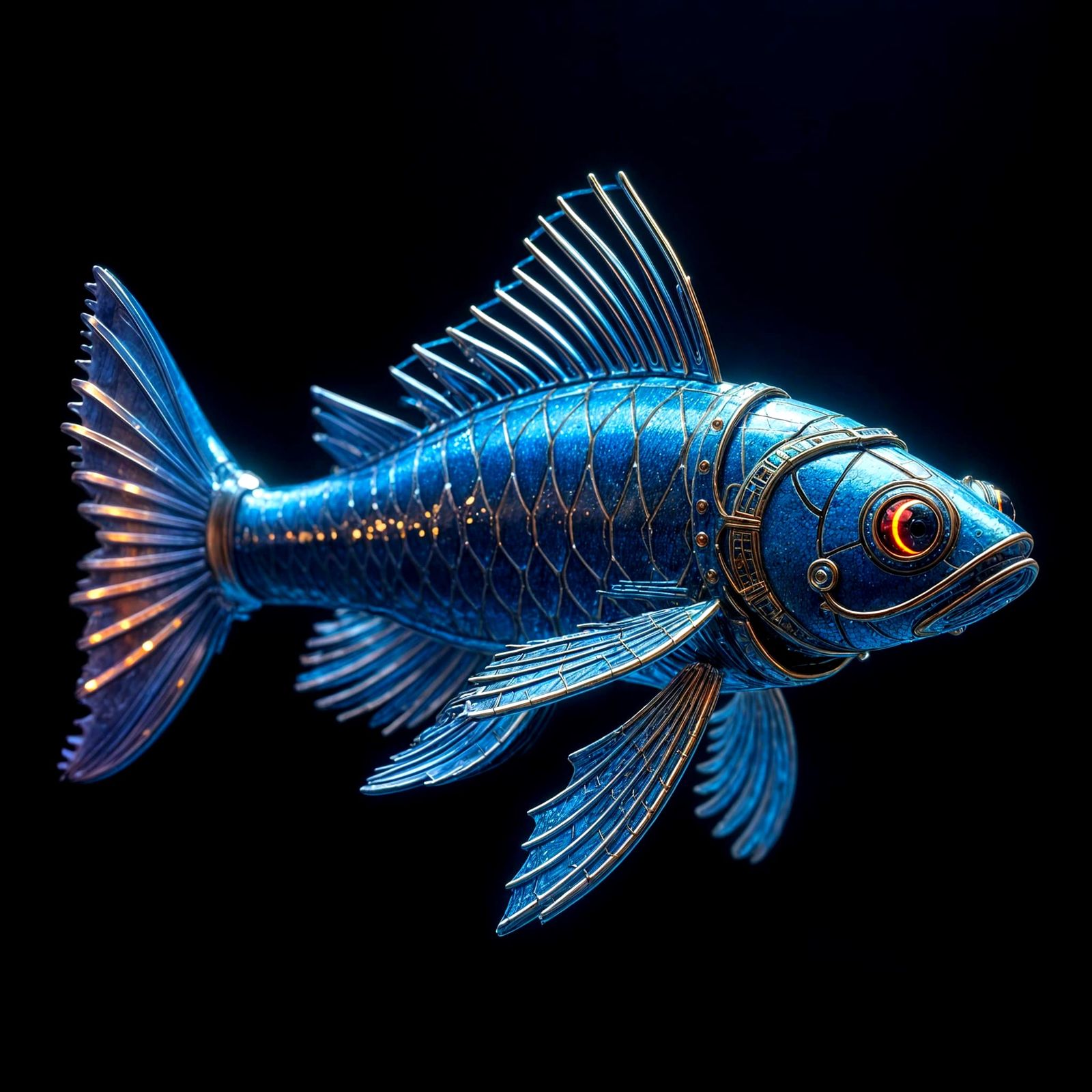 Mechanical Finfish in Neon Retro Style