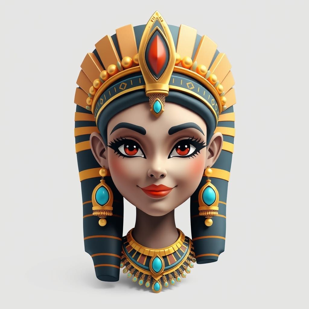 Egyptian Princess Icon in 3D Cartoon Style