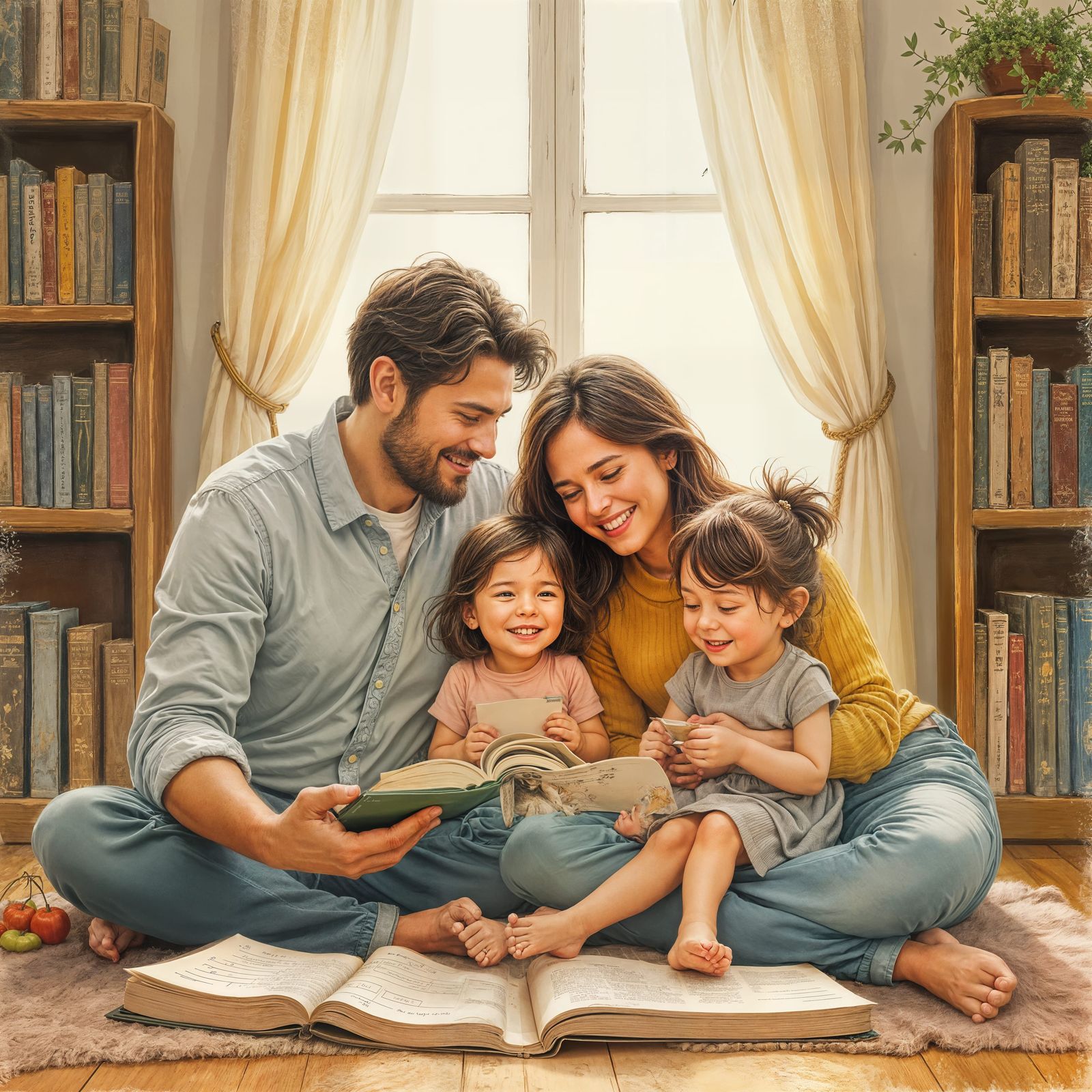 Family of the Future: A Timeless Pencil Sketch