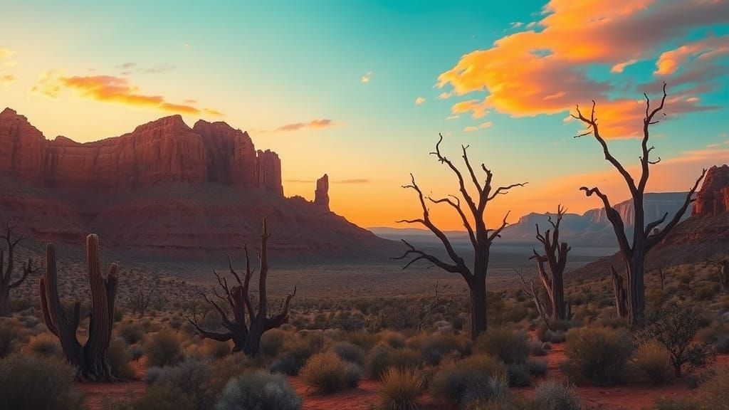Tranquil High Desert Twilight with Majestic Rock Formations