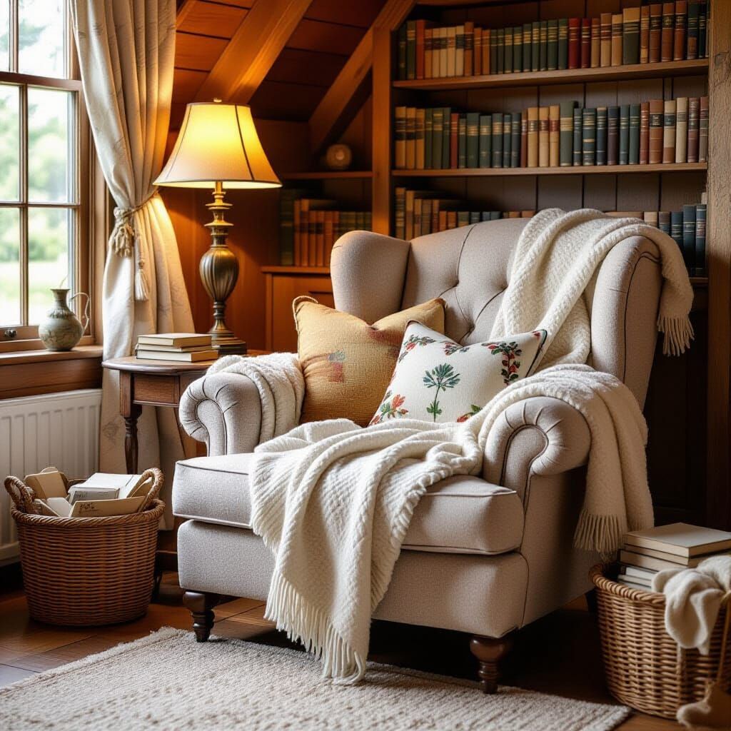 Cozy Reading Nook with Vintage Books