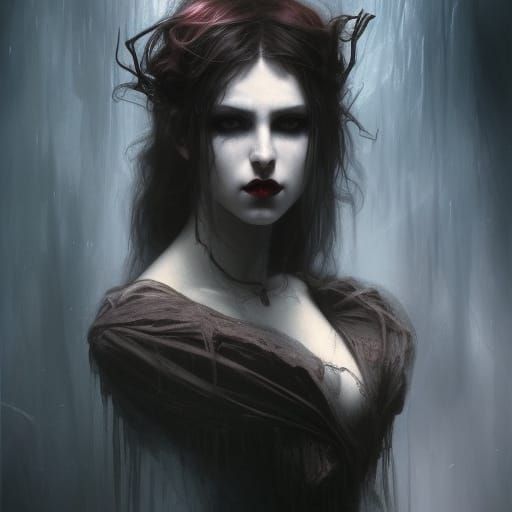 Dark Gothic Vampire Portrait in Volumetric Lighting