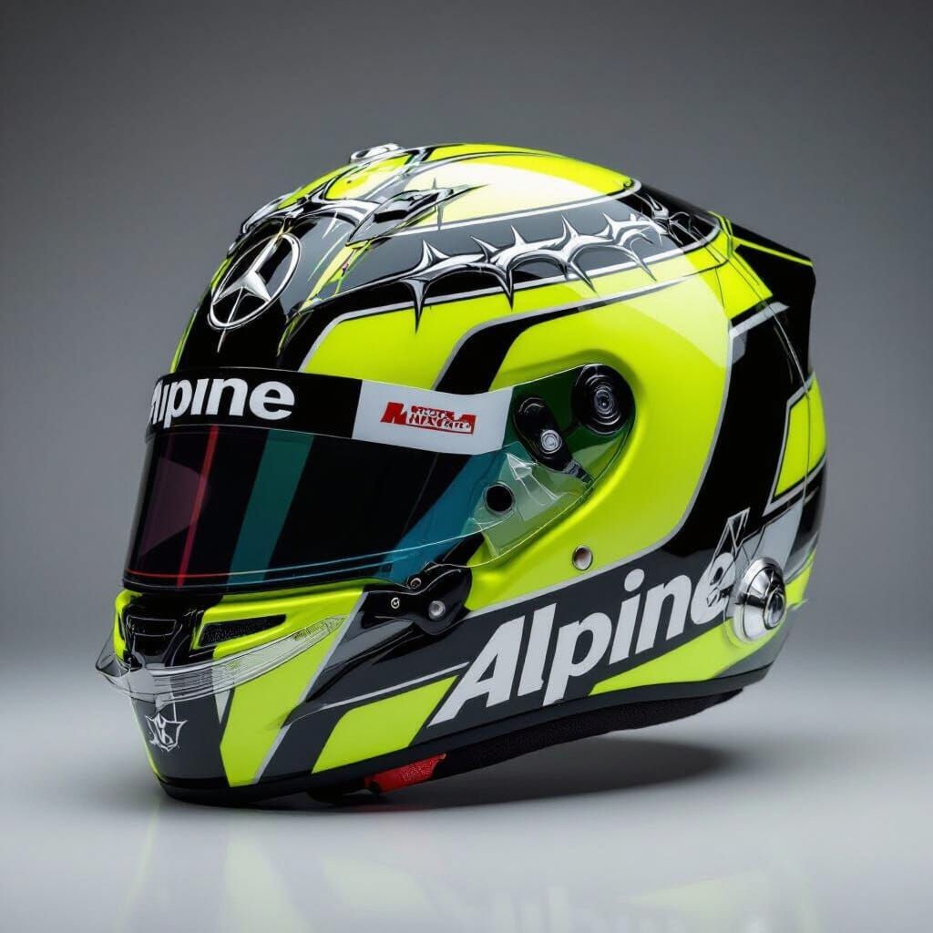 Mick Schumacher Alpine Livery Racing Helmet with Crown of Th...