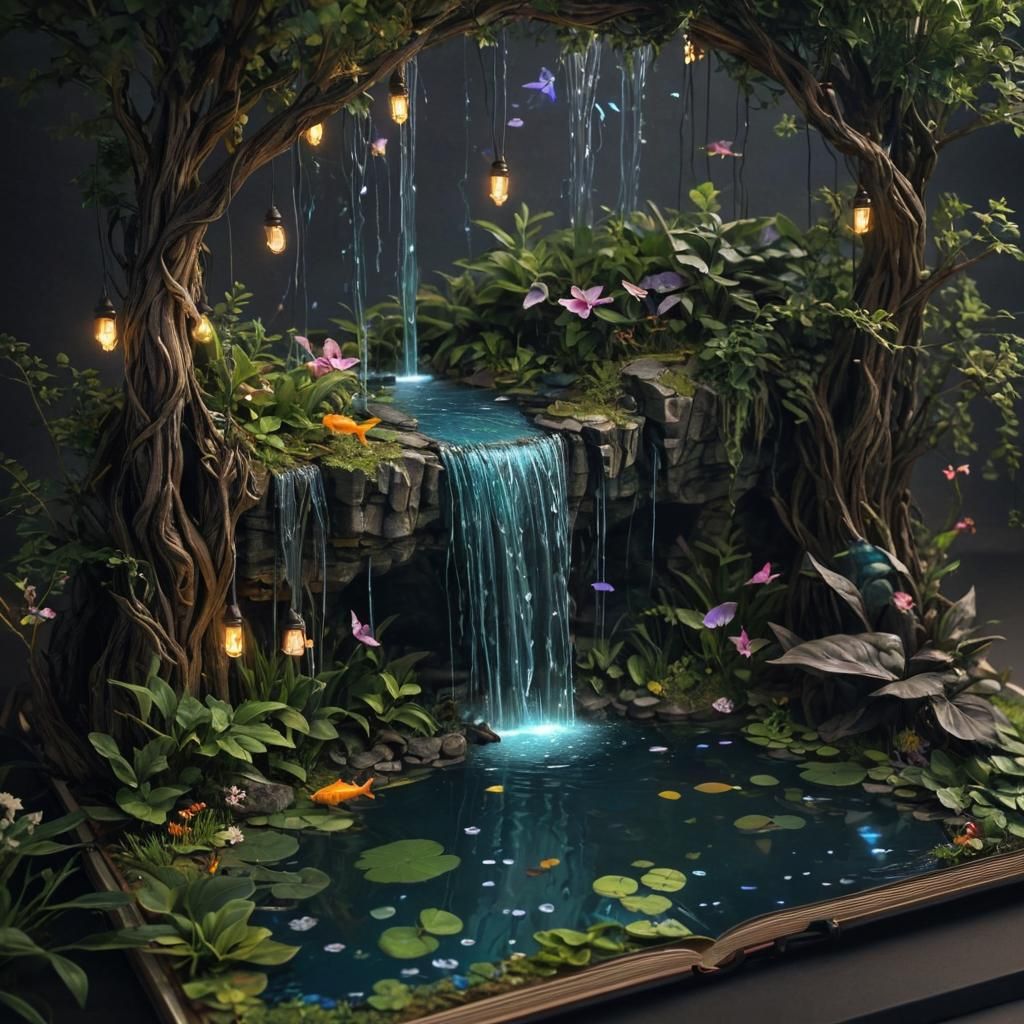 Magical Fairyland Pop-Up Book in Digital Painting Style