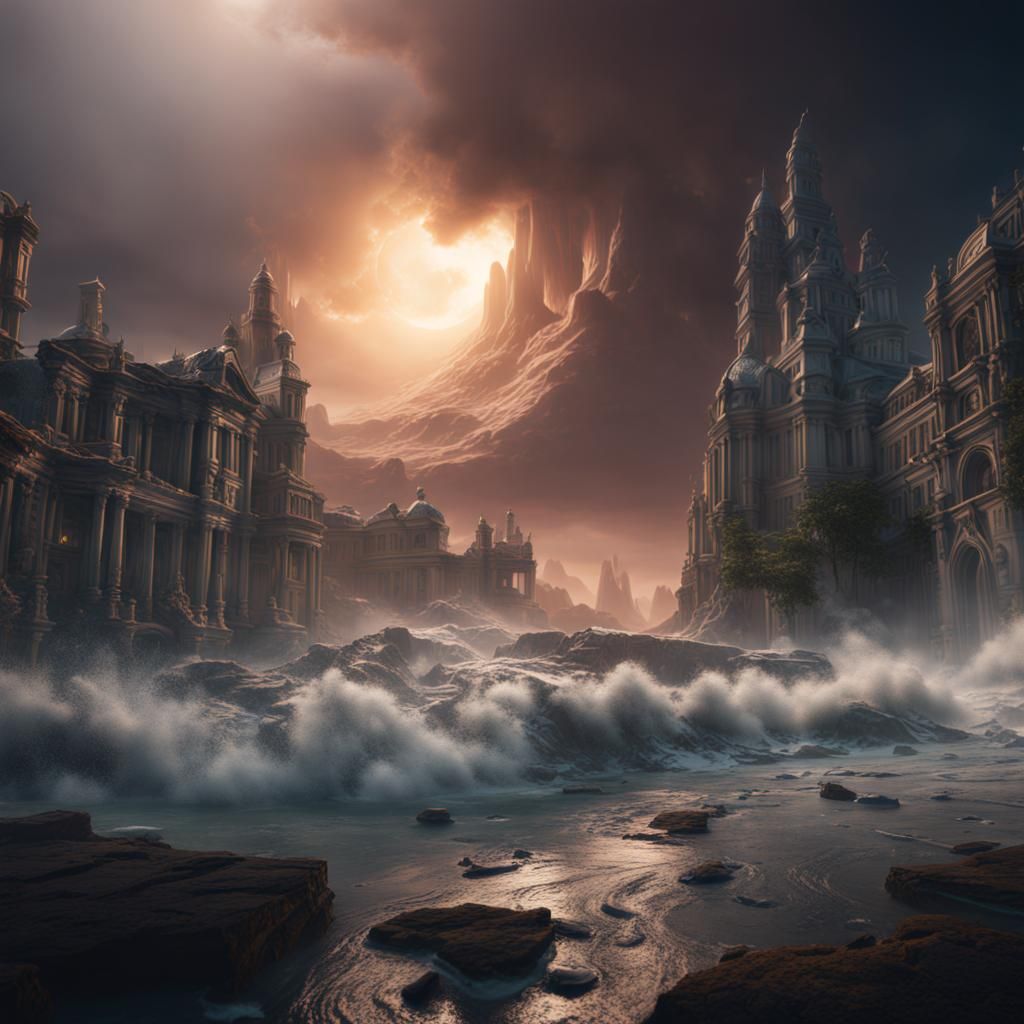 Detailed Hurricane Matte Painting in Deep Color