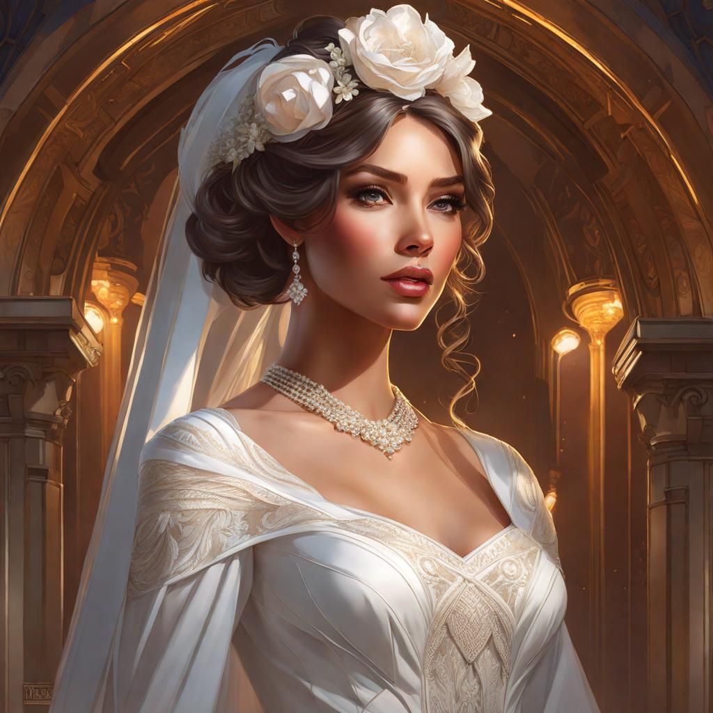 Elegant American Bride Portrait in Ethereal Lighting