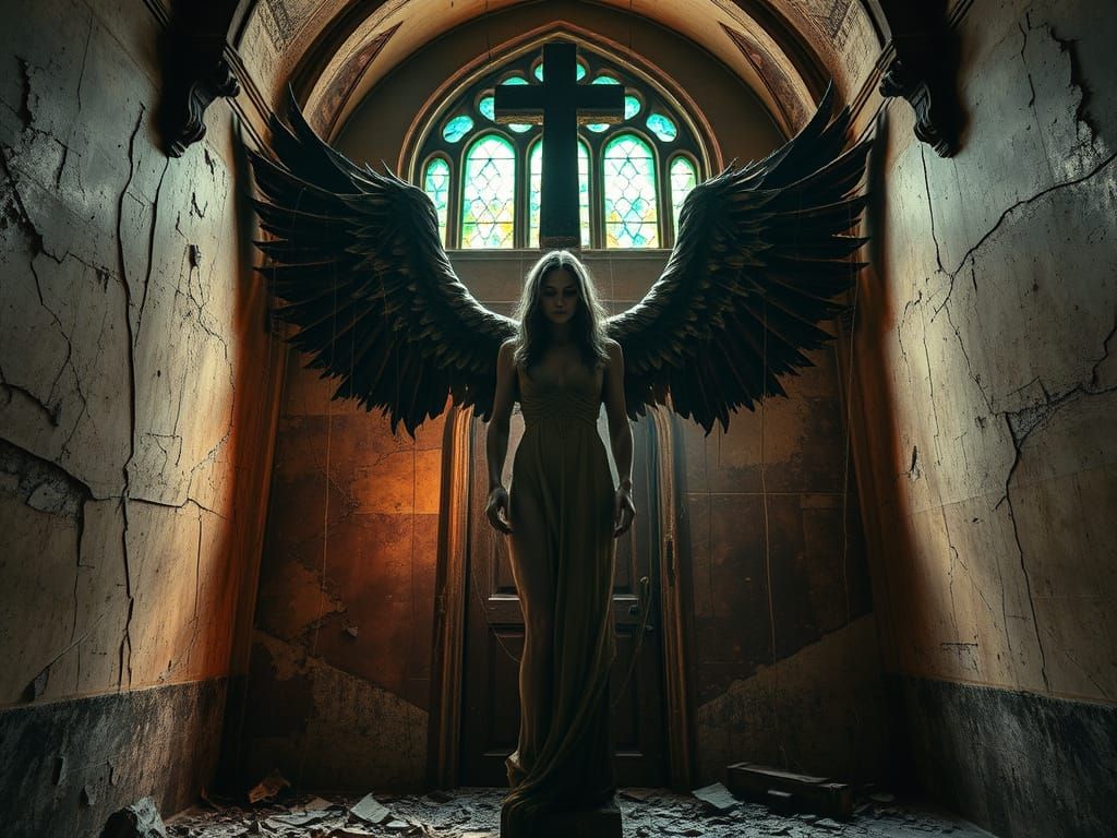 Tormented Angel in a Shattered Cathedral