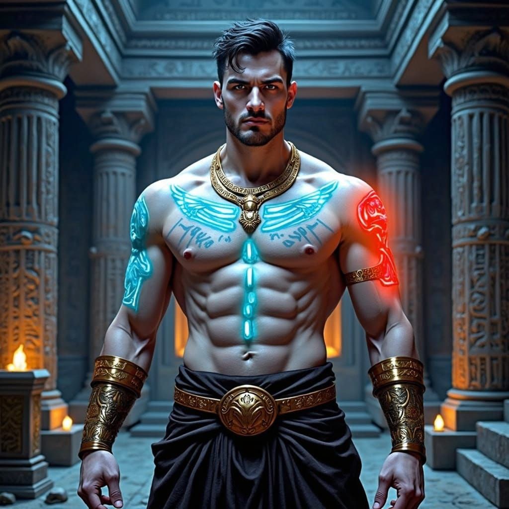 Ancient Mutant Pharaoh in Mystical Egyptian Landscape