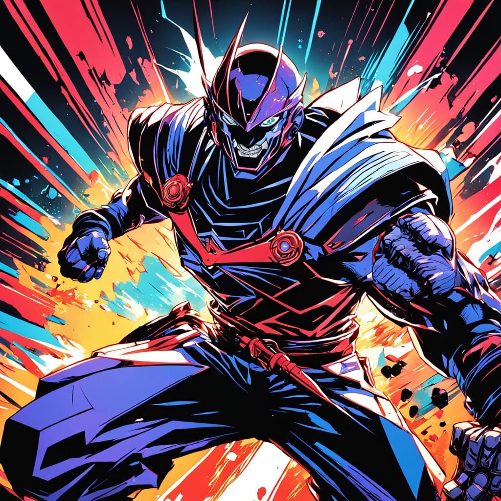 Manga-Style Anime Hero in Dynamic Action Pose