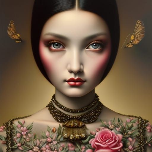 Hyperrealistic Woman in Living Room, Pop Surrealism