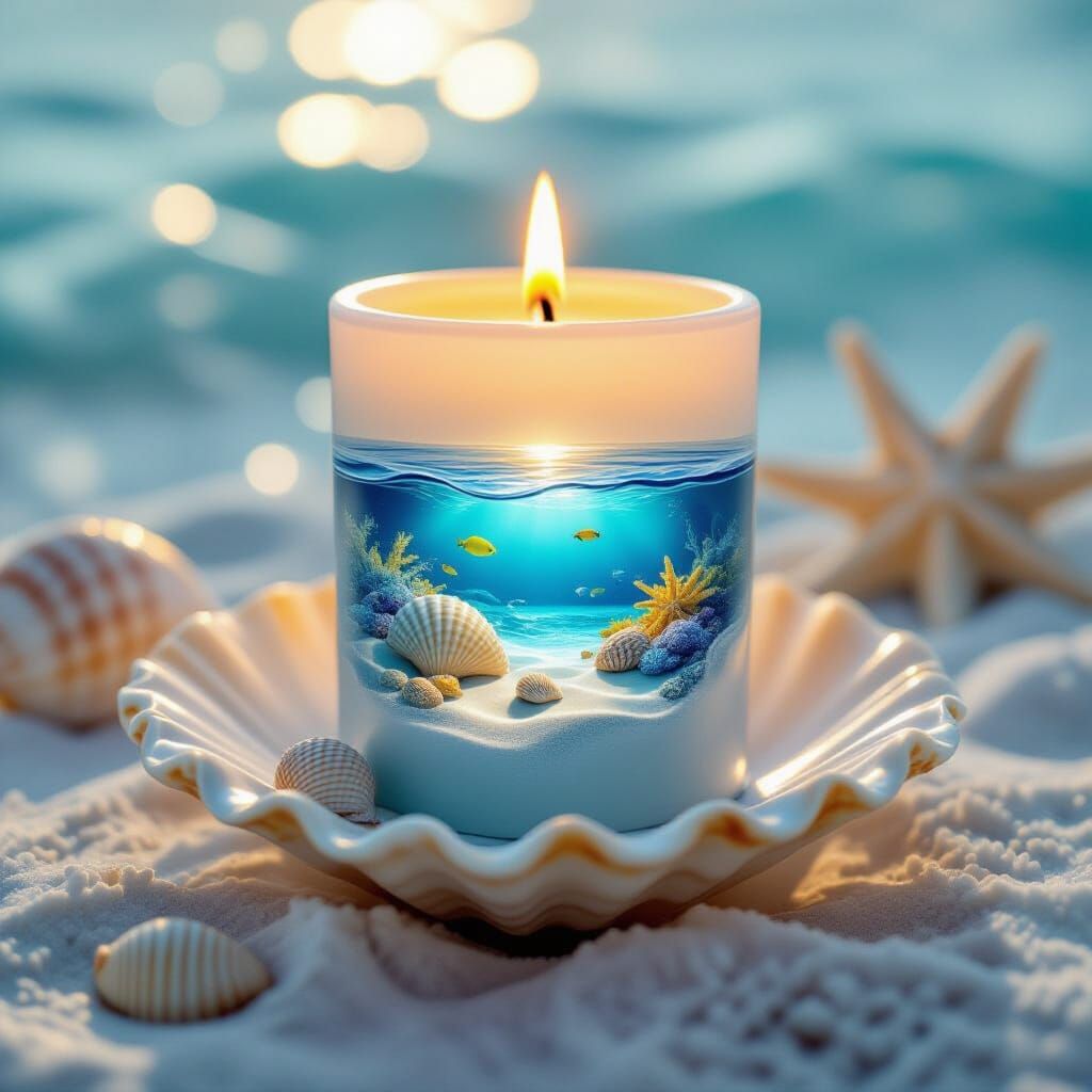 Hyper-Realistic Candle With Fantasy Ocean World
