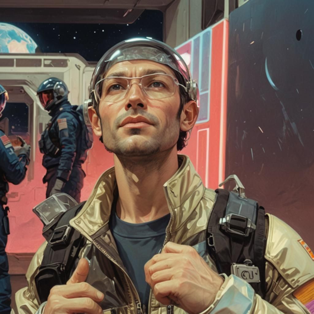 Astronaut in Cyberpunk Suit on Lunar Plains