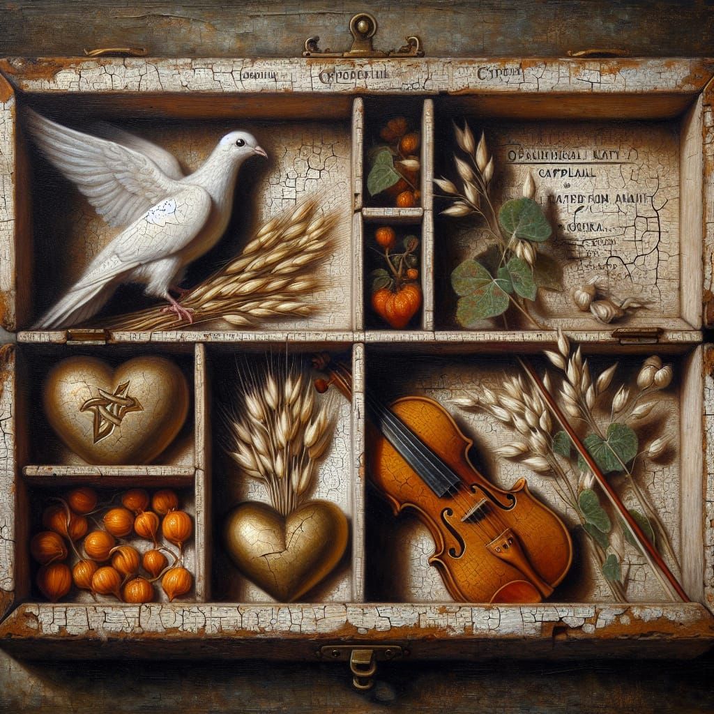 Gritty Realism Oil Painting of a Dove in an Antique Medical ...