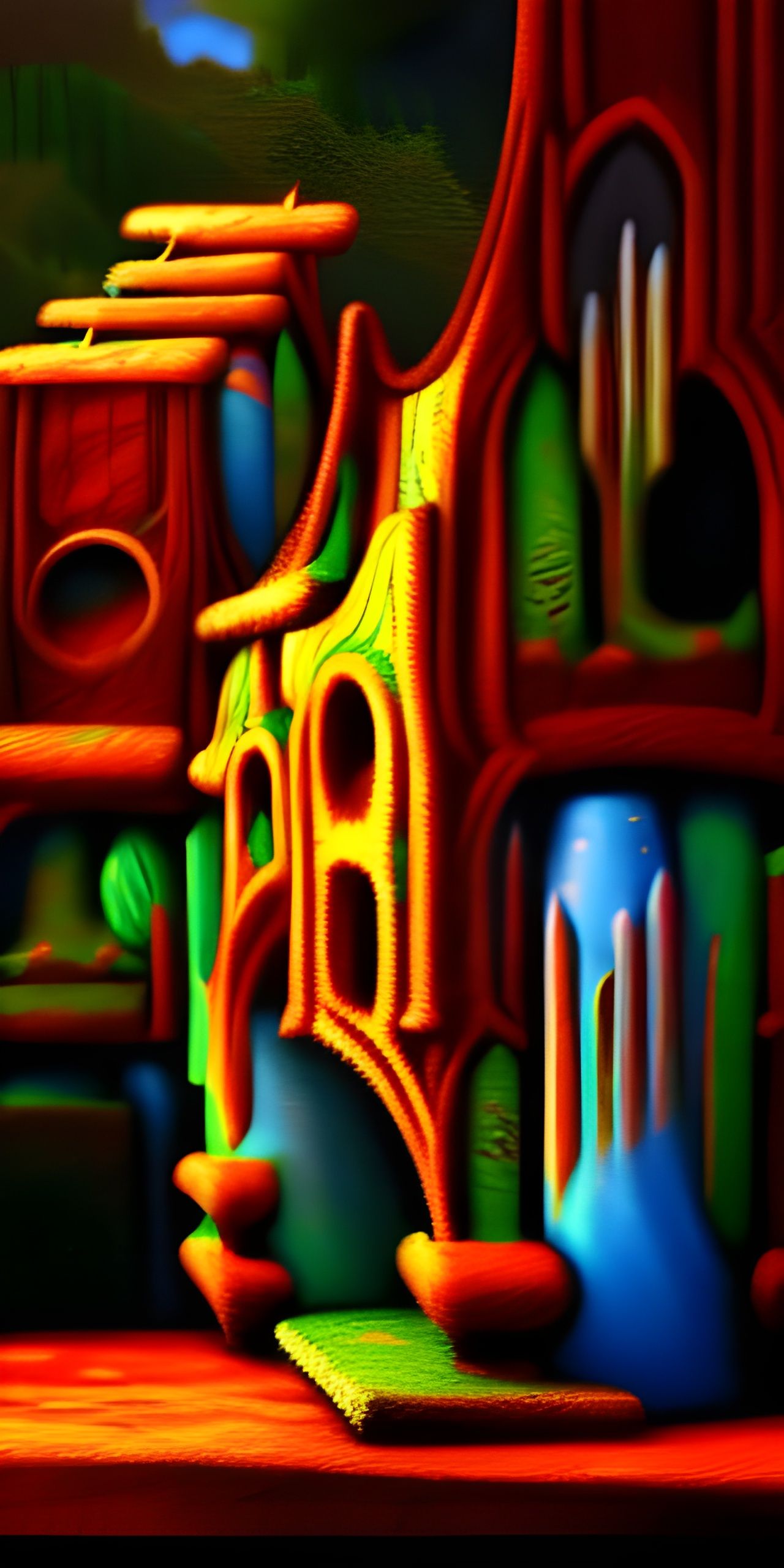 Hobbit Home Tower in Neo-Impressionist Style