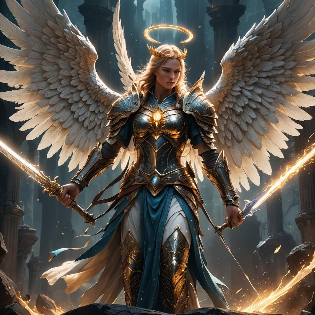 Angel Wielding a Mythical Sword in Fantasy Art