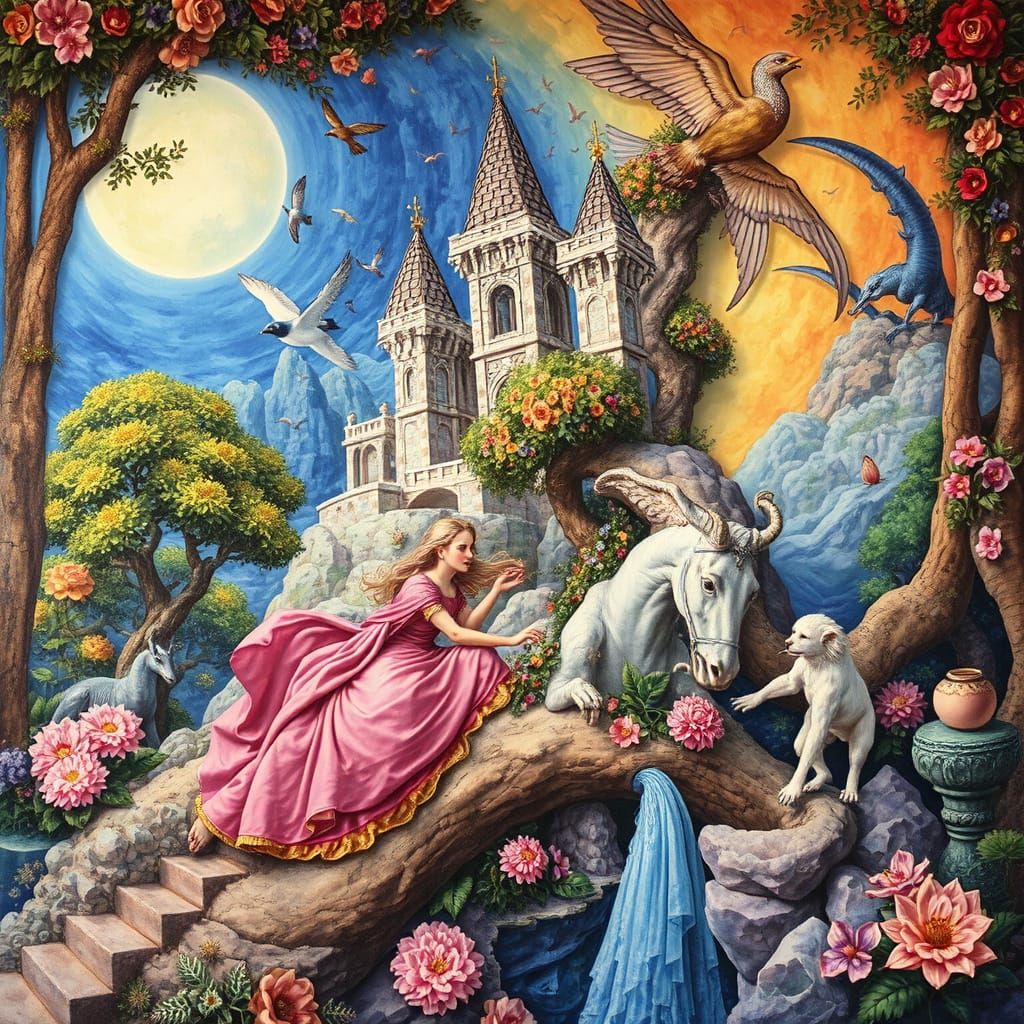 Fantasy World Inspired by Surrealist Painting