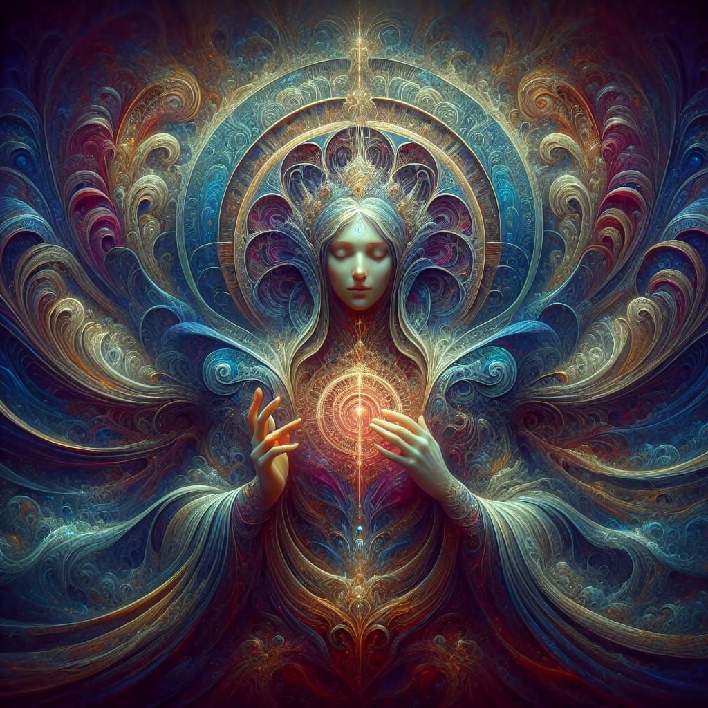 Fantastical Matte Painting of Revered Female Figure