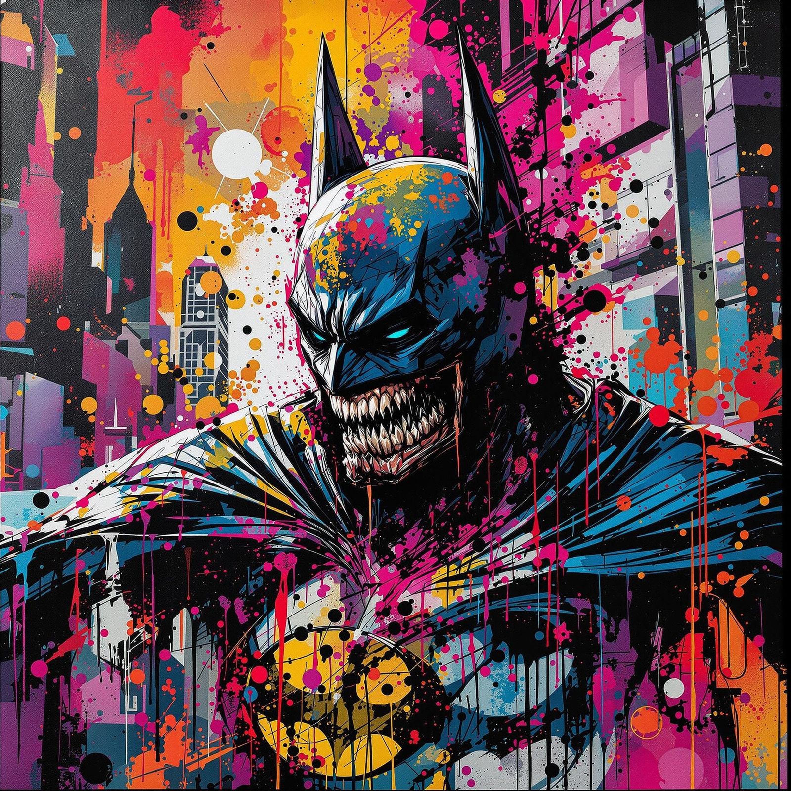 Gritty Urban Batman Graffiti Art in Vibrant Polychromatic St...