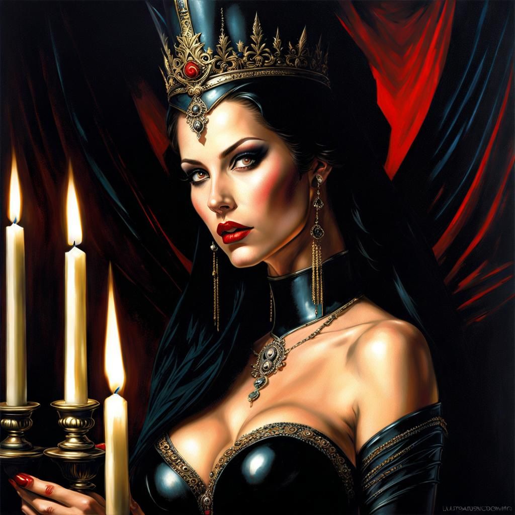 Gothic Woman in Latex Costume: Fantasy Cover Art
