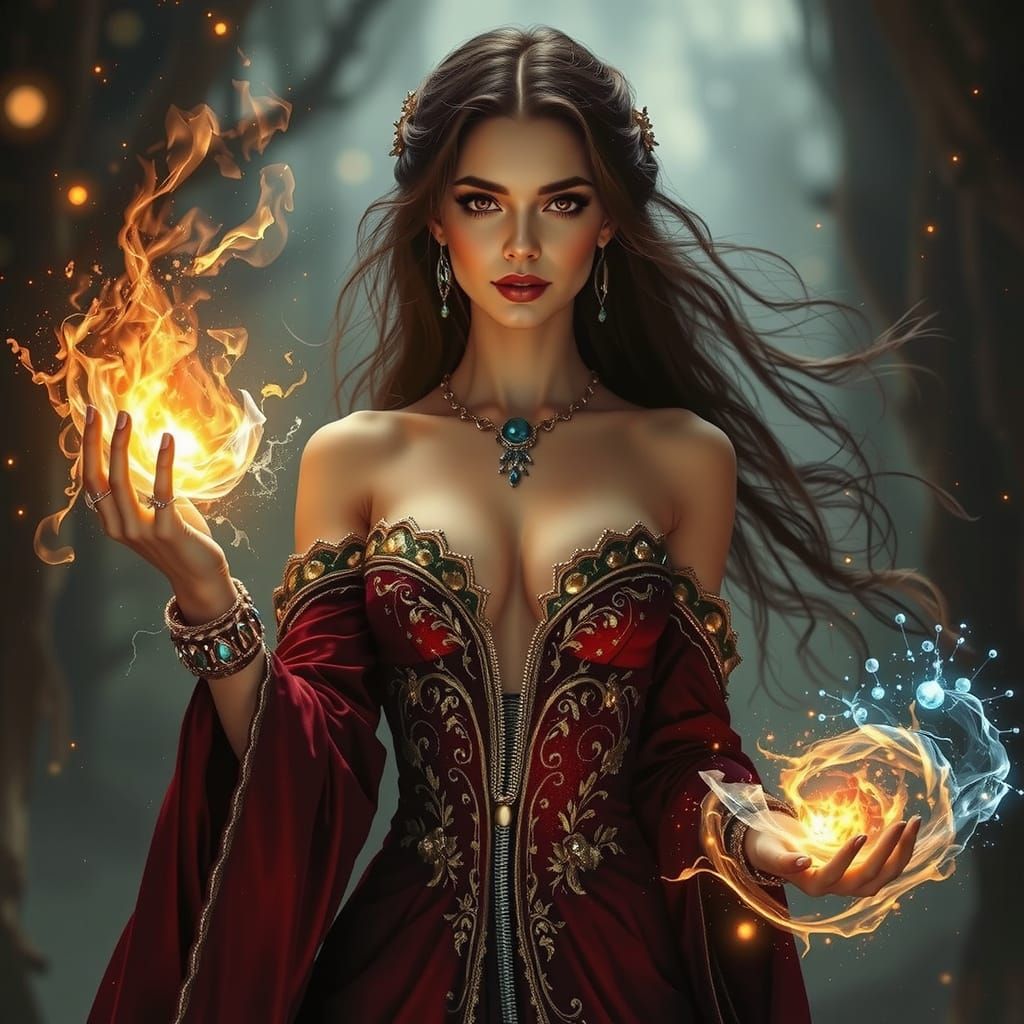 Enchantress With Elemental Magic in Twilight Forest