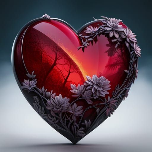Floral Fantasy: Heart-Shaped Ruby in 8K