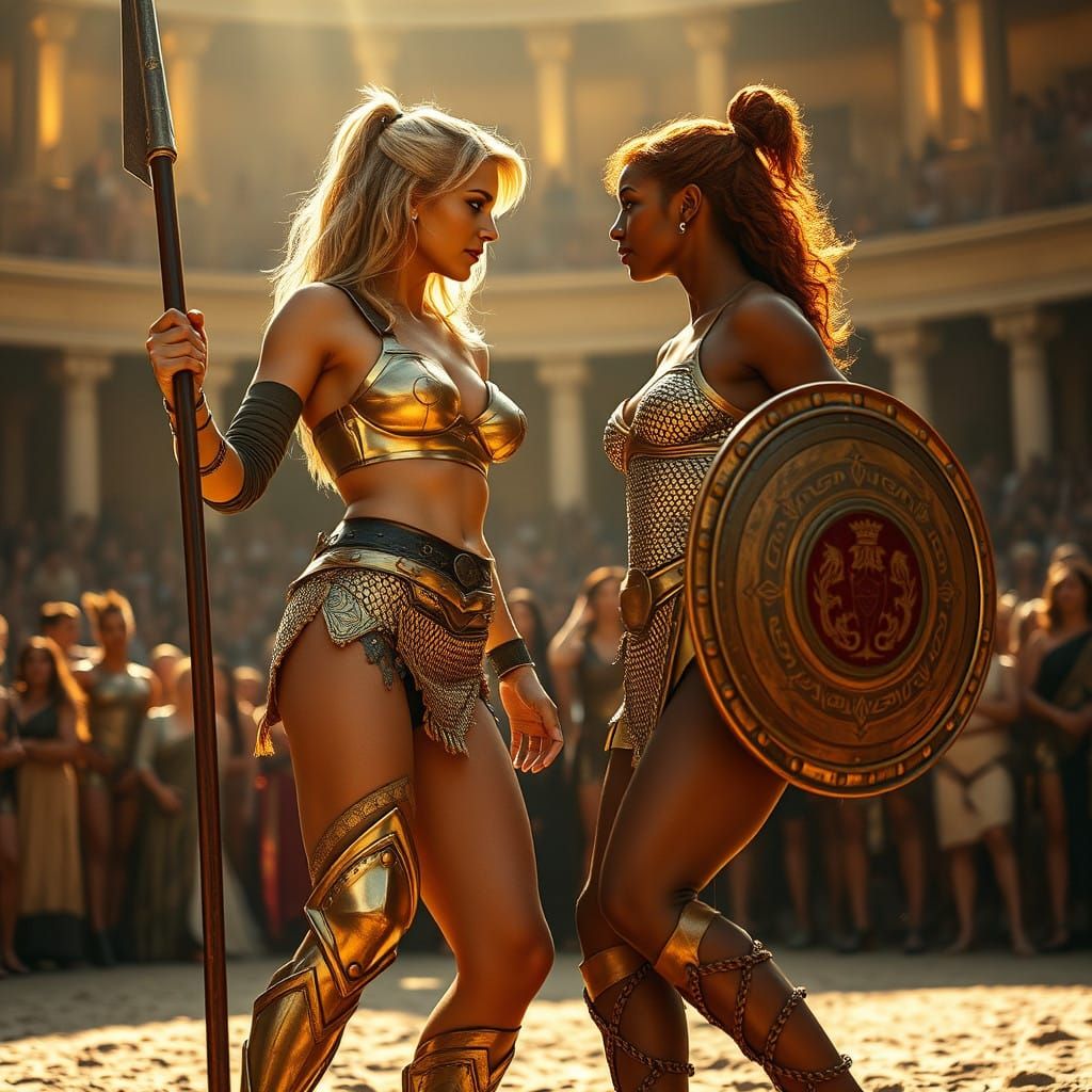 Golden Goddesses Clash in Ancient Roman Arena