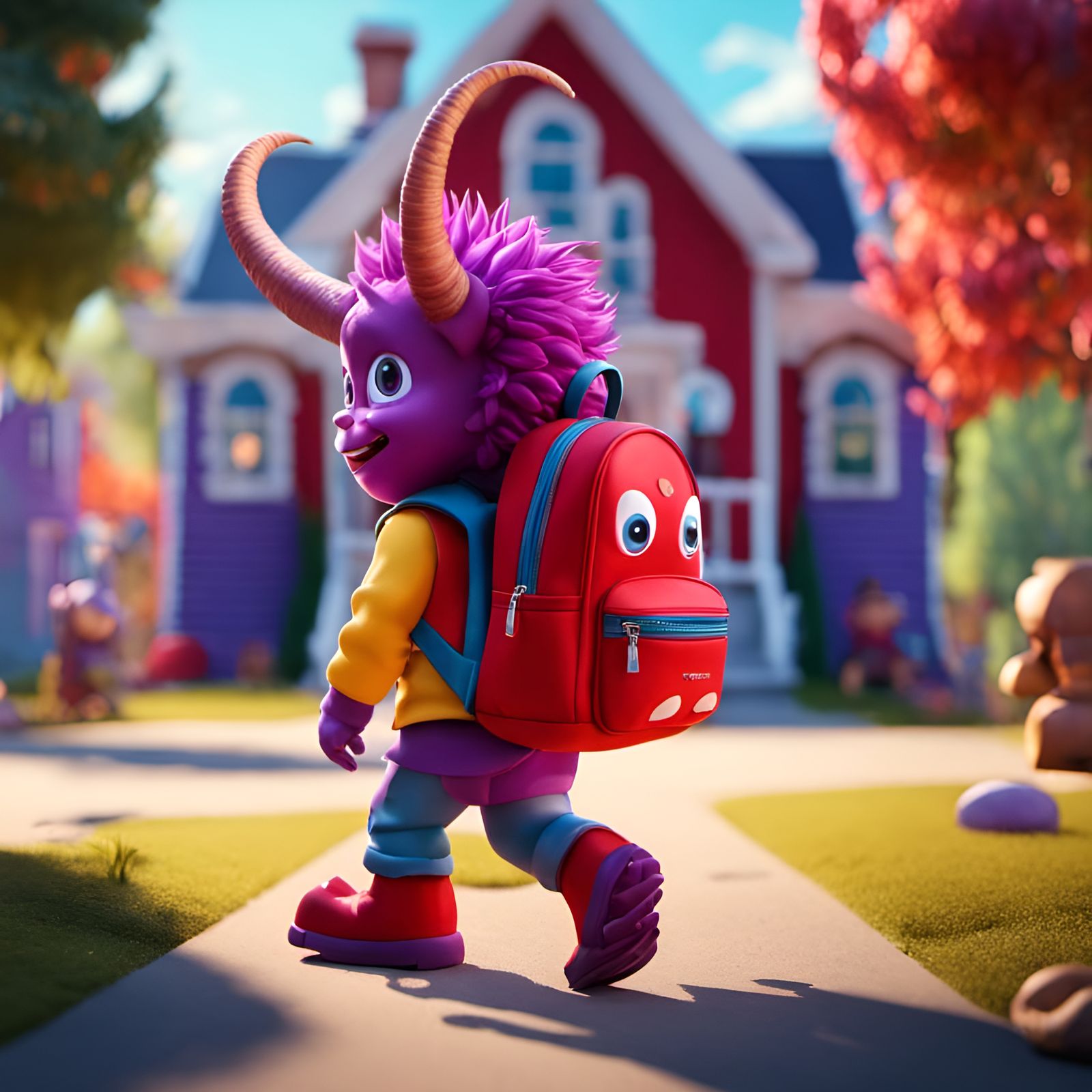 Purple Monster's First Day of Kindergarten