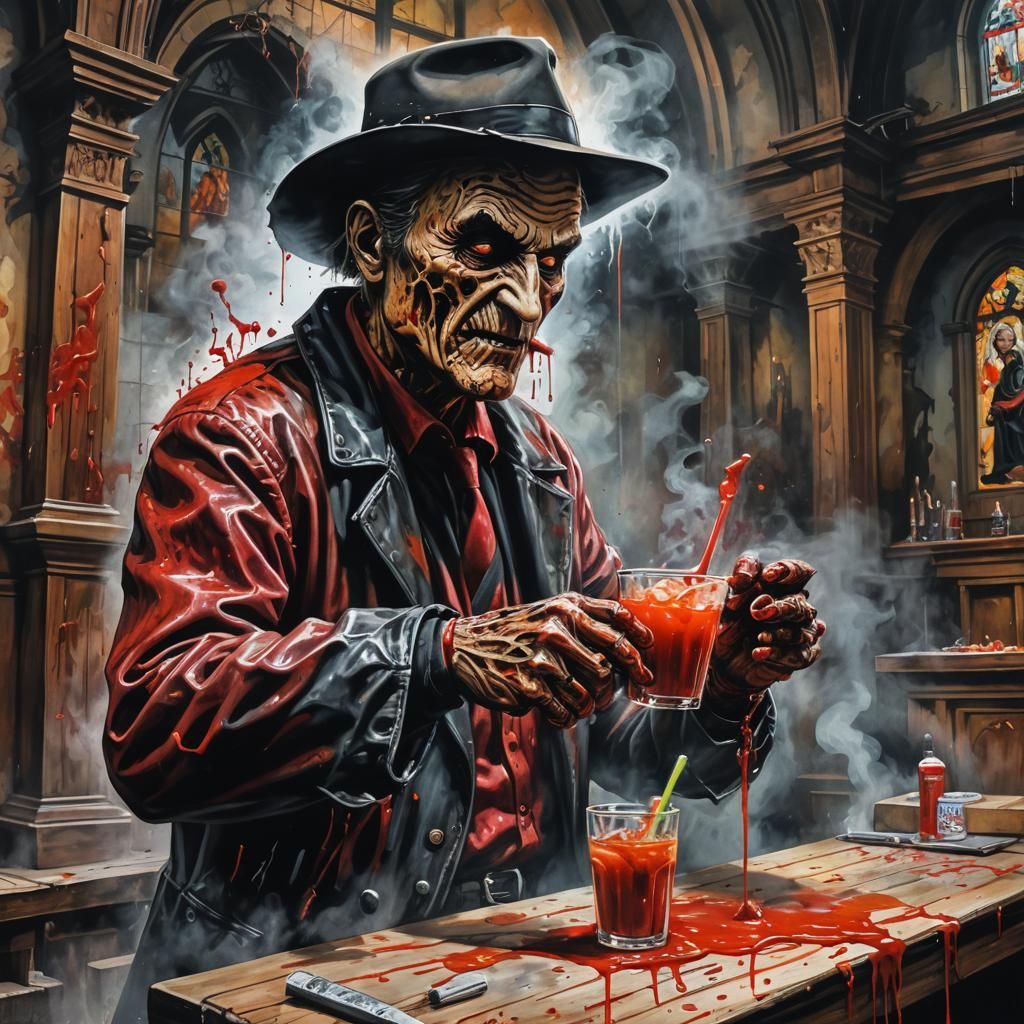 Freddy Krueger in Smokey Church Graffiti Art