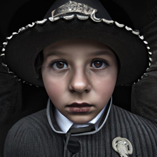 Child Soldier in Mexican Revolution Portrait