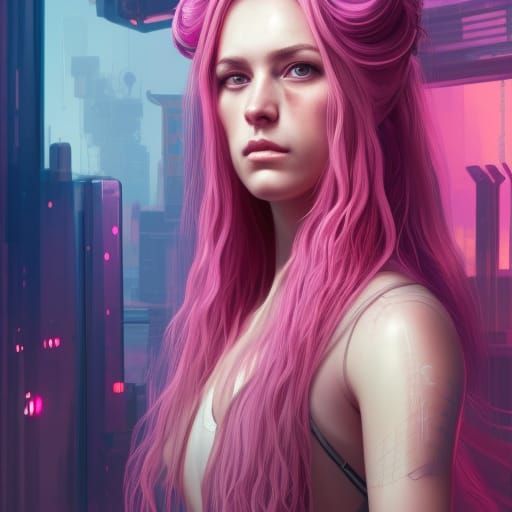 Cyberpunk Princess Portrait in Luxury Living Room