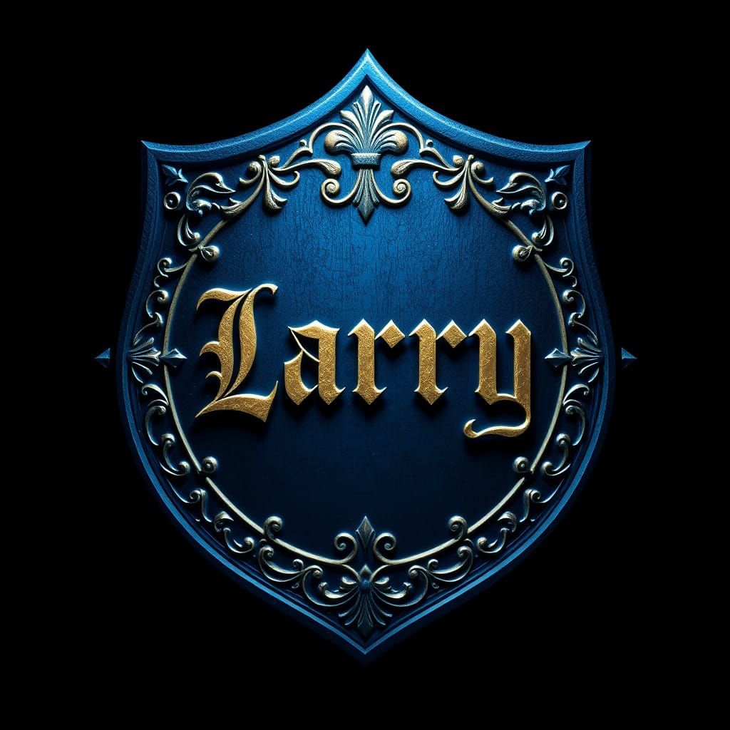 Regal Shield with Golden 'Larry' in Medieval Knight Style