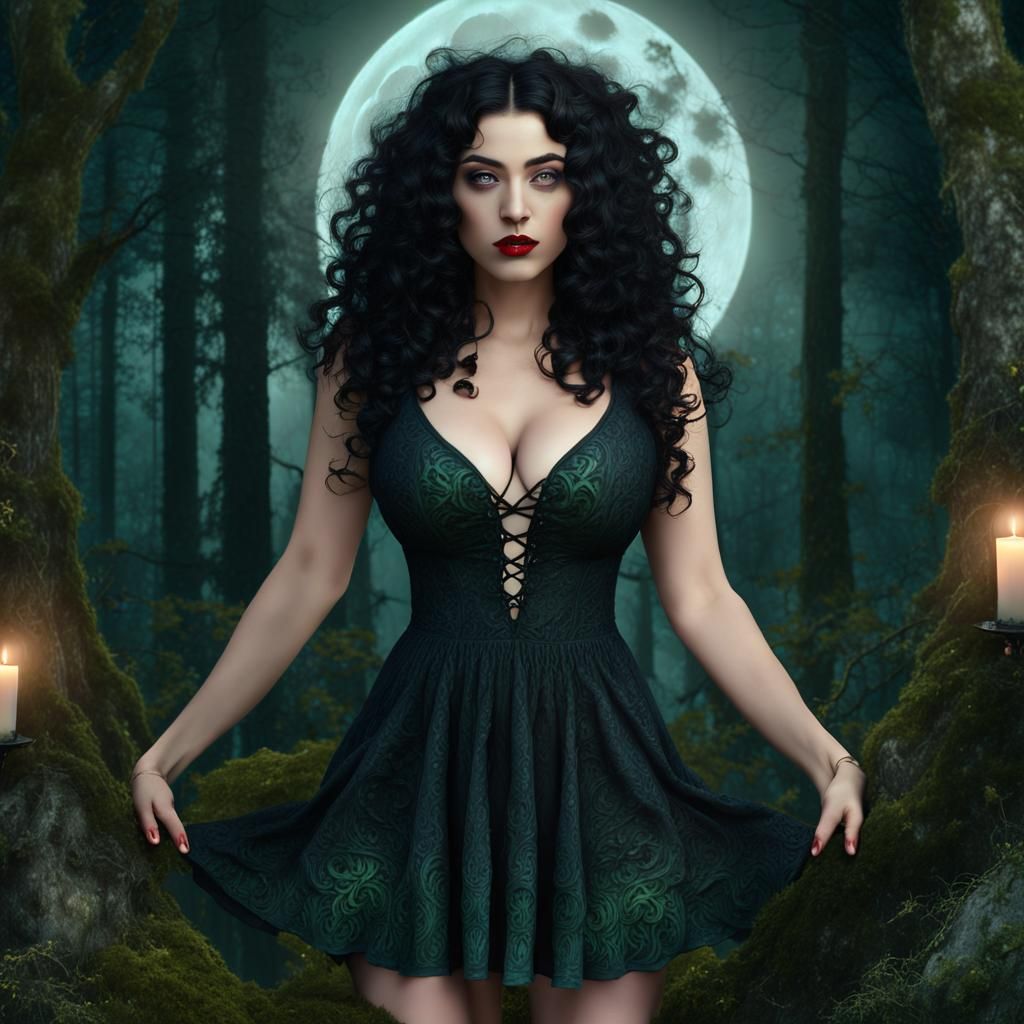 Beltane Witch with Amorous Intent, Detailed Matte Painting