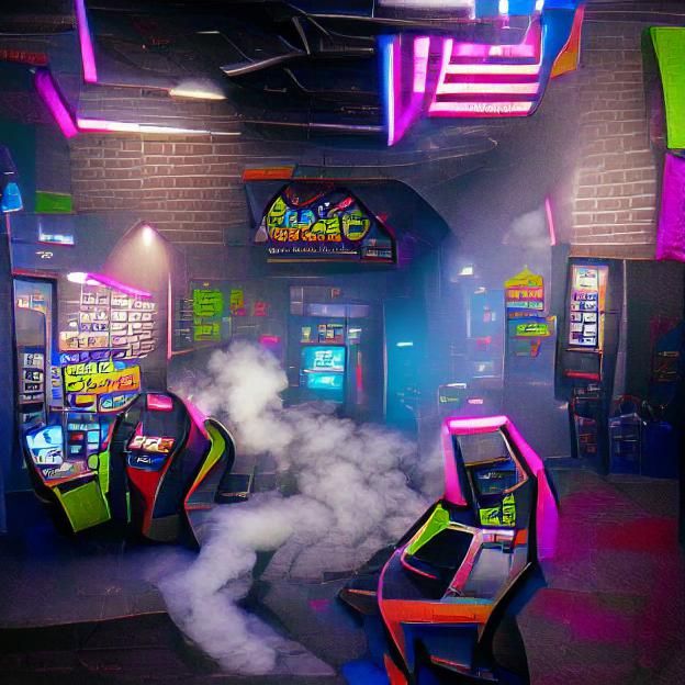 Retro 80's Arcade with Neon Lights