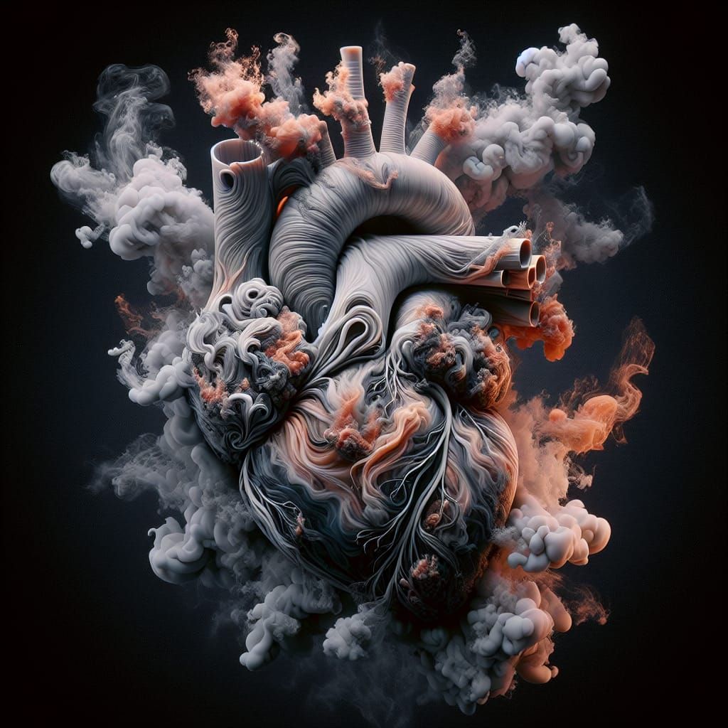 Detailed Smoky Heart in 3D Video Game Style