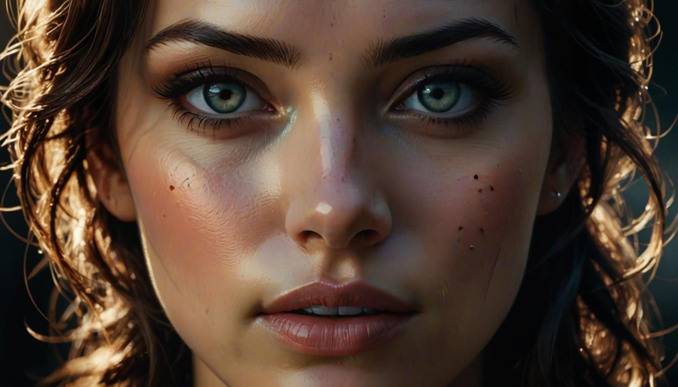 Dramatic Female Portrait in Digital Illustration Style