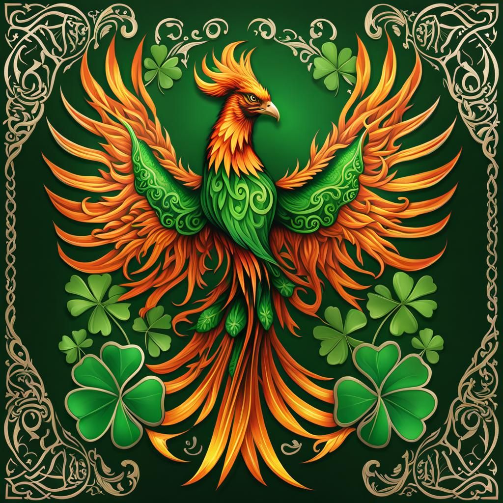 Fiery Irish Phoenix Tattoo Art