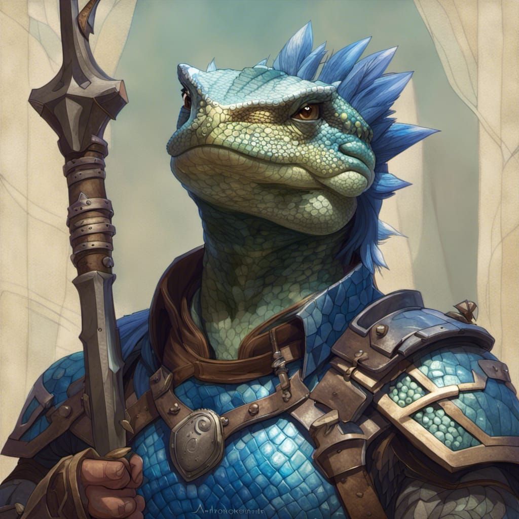Lizardfolk Ranger Portrait in Detailed Digital Art