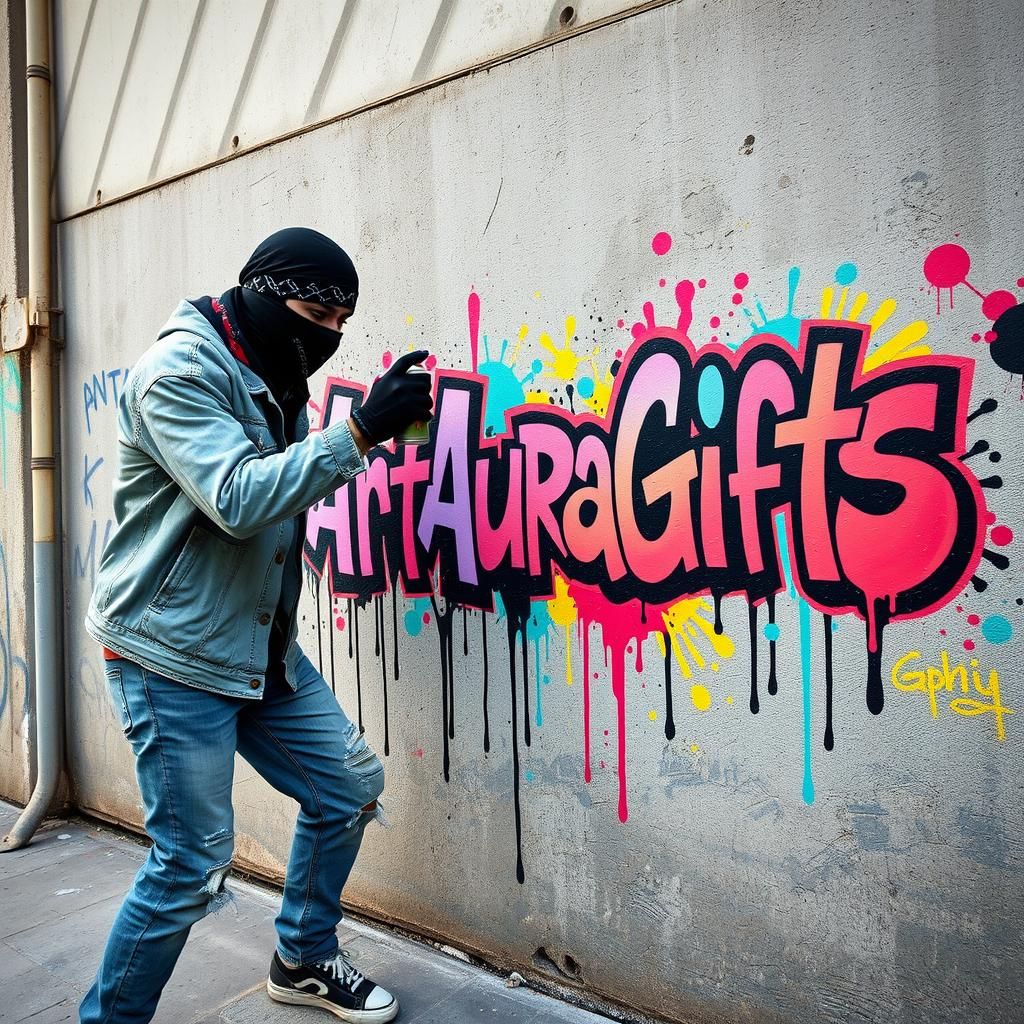 Dynamic Graffiti Art on Urban Wall, in Street Art Style