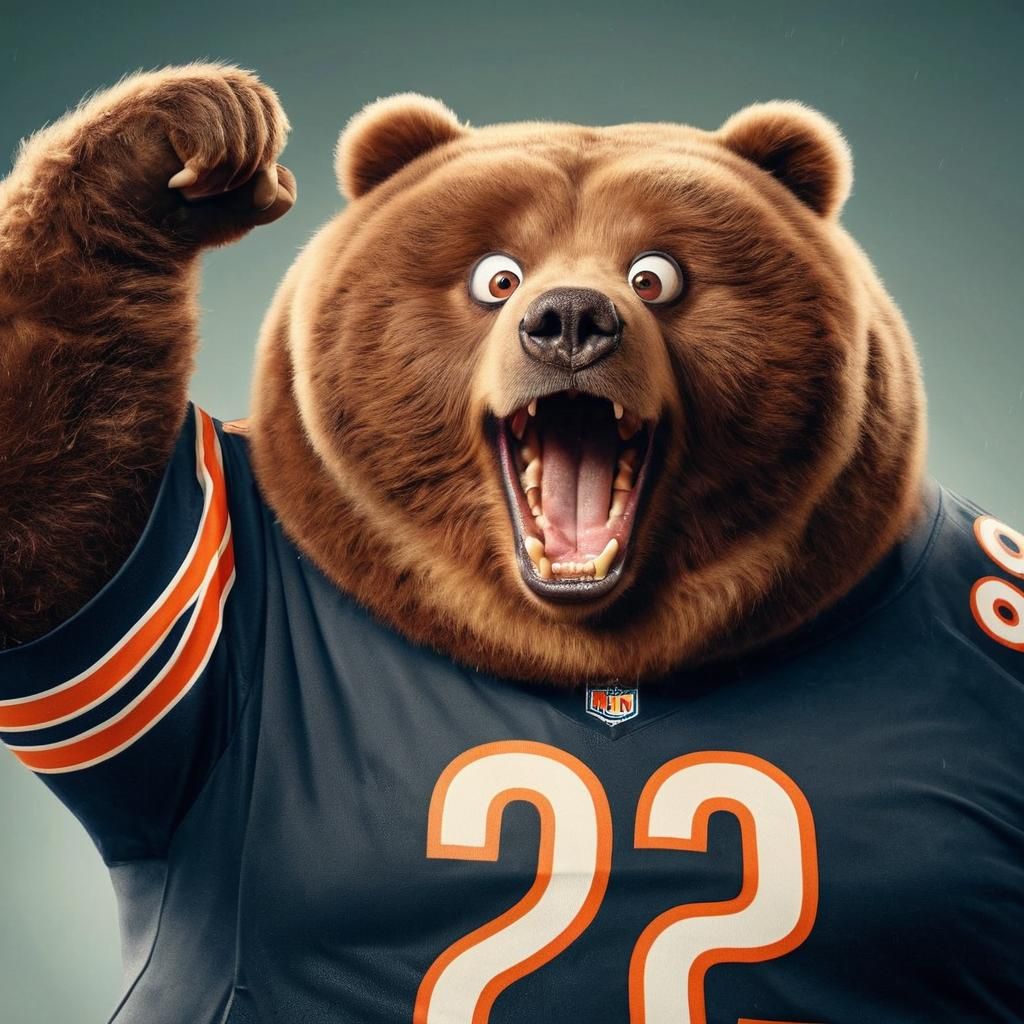 Excited Kodiak Bear Celebrates Victory