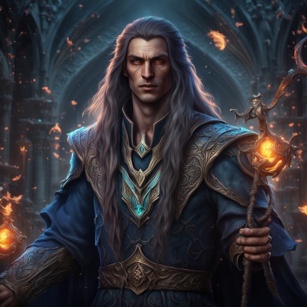 Astral Elf Necromancer in Detailed Matte Painting