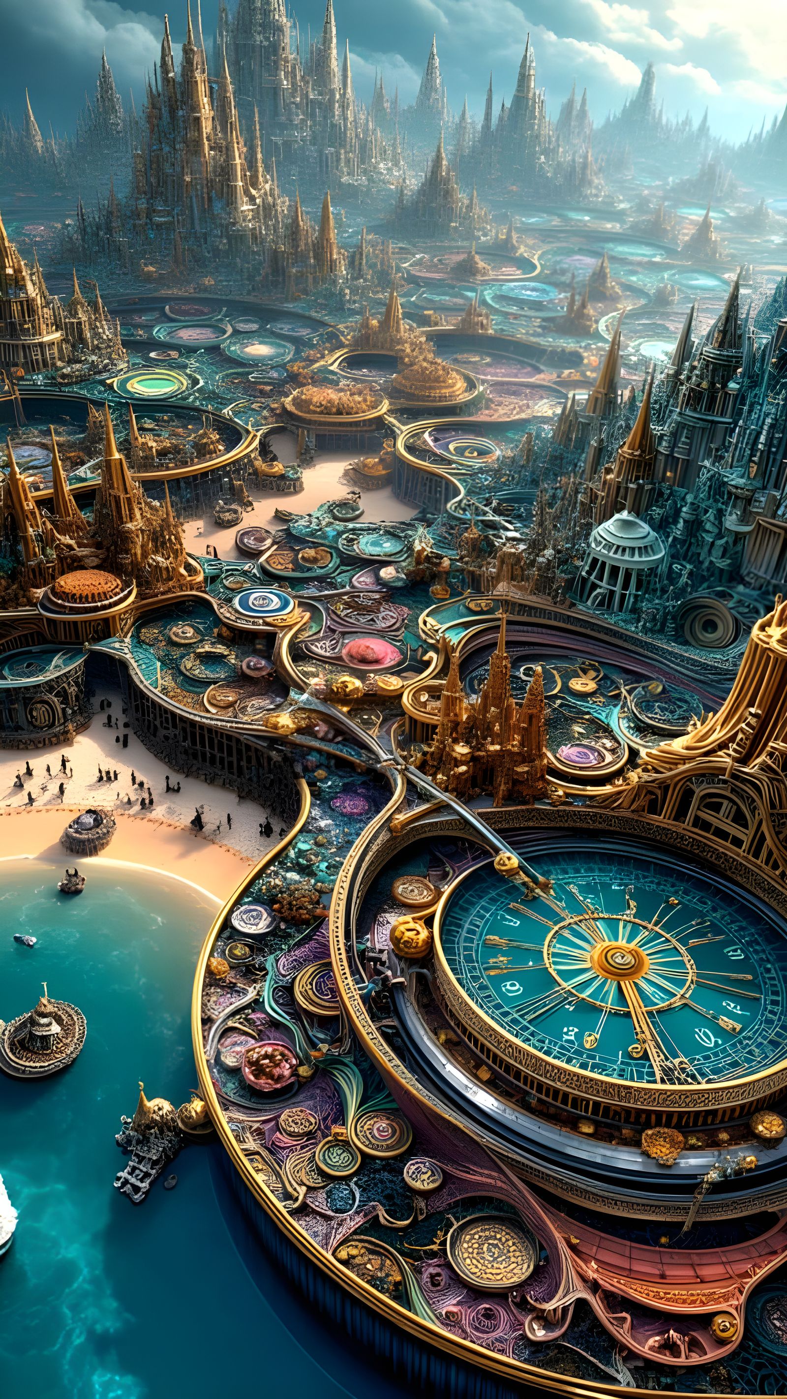 Hyperrealistic Oceanside Amusement Park View