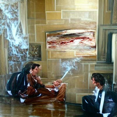 Bateman and Reznik at Wayne Manor as Oil Painting