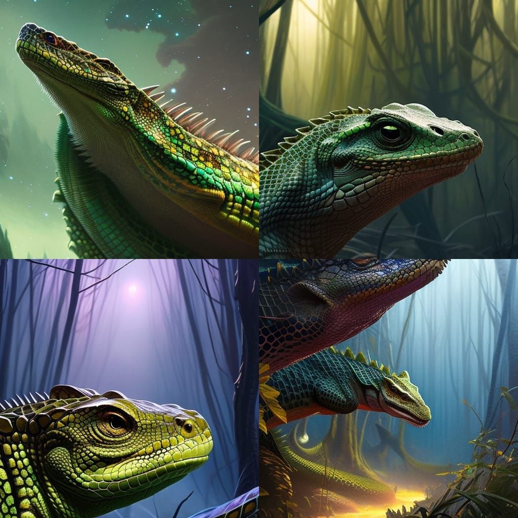 Lizardfolk Portrait in Gothic Digital Art Style