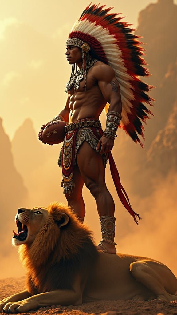 Triumphant Chieftain in Fantasy Regalia