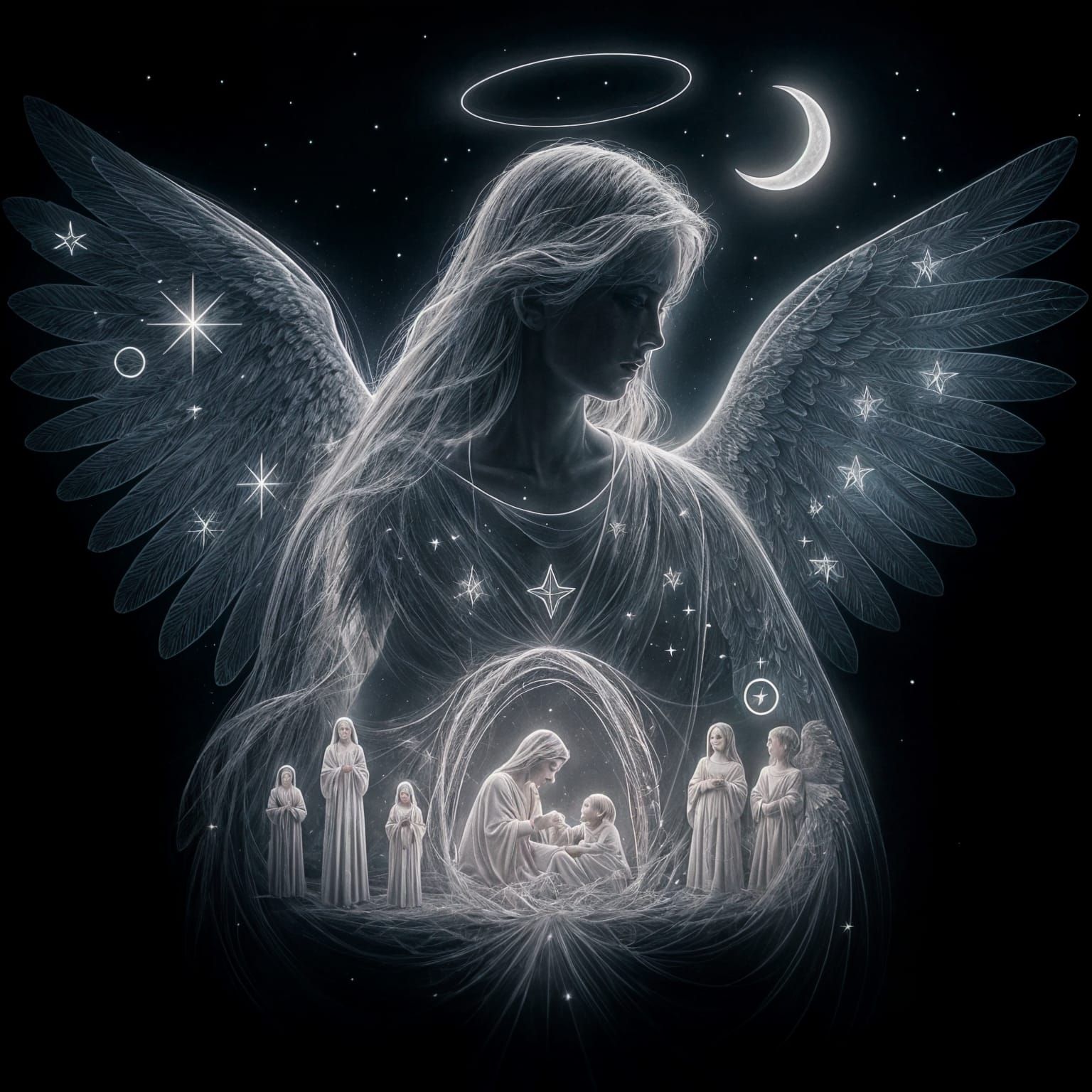 Archangel Gabriel Bioluminescent Double Exposure Art