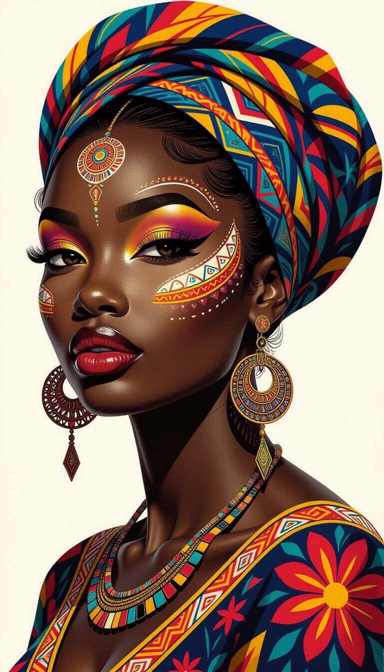 Striking Portrait of Woman with Tribal Markings