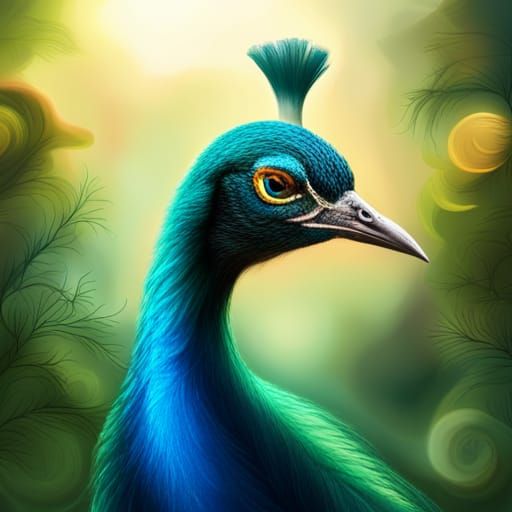Adorable Peacock Portrait in High-Quality 3D Render