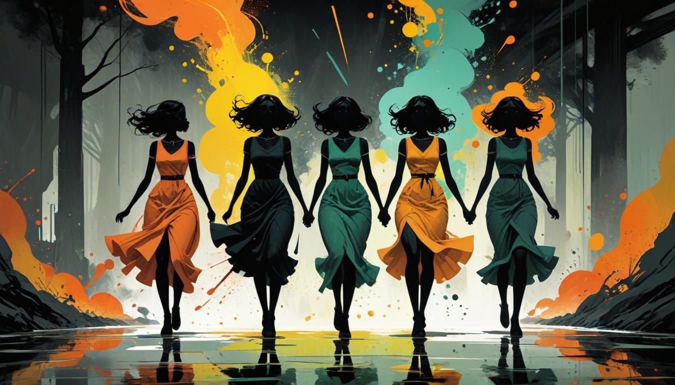 Modernist Bauhaus Women in Silhouette