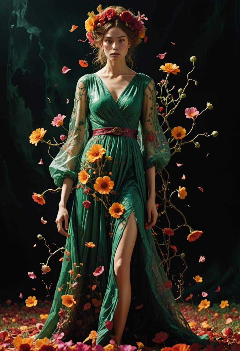 Persephone Amidst a Crimson Bloom