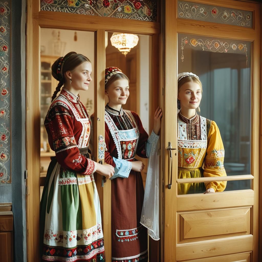 Ukrainian Women in Renovated Carpathian Kitchen